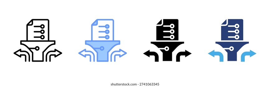 Data Filtering icon set multiple style collection
