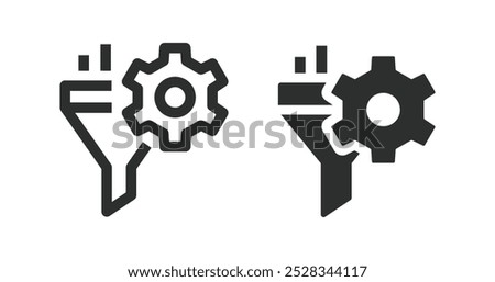 Data filtering icons on white background. Vector illustration.