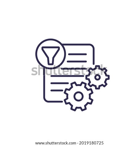 Data filtering line icon, vector