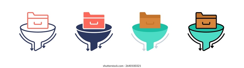 Data Filtering Multi Style Icon Set Vector