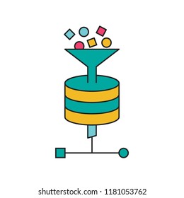 Data filtration icon. Cartoon data filtration vector icon for web design isolated on white background