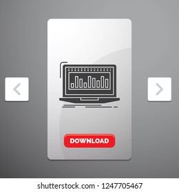 Data, financial, index, monitoring, stock Glyph Icon in Carousal Pagination Slider Design & Red Download Button