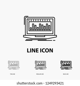 Data, financial, index, monitoring, stock Icon in Thin, Regular and Bold Line Style. Vector illustration