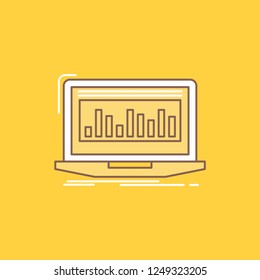 Data, financial, index, monitoring, stock Flat Line Filled Icon. Beautiful Logo button over yellow background for UI and UX, website or mobile application