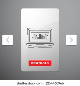 Data, financial, index, monitoring, stock Line Icon in Carousal Pagination Slider Design & Red Download Button