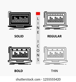 Data, financial, index, monitoring, stock Icon in Thin, Regular, Bold Line and Glyph Style. Vector illustration