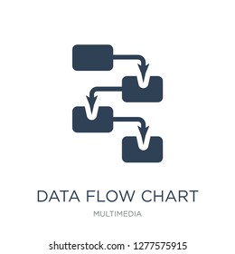 data flow chart icon vector on white background, data flow chart trendy filled icons from Multimedia collection, data flow chart vector illustration