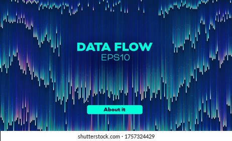 Data Flow Down Stream. Rain Trail Digital Background