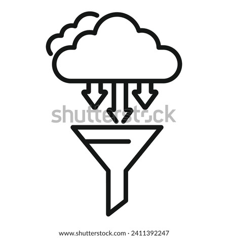 Data flow funnel icon outline vector. Security dark tunnel. Data server