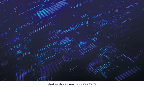 Información de flujo de datos. Concepto de comunicación digital. Abstractas fondo futurista de ciencia ficción con partículas y malla de línea. Código digital de Big Data. Concepto de conexión y conectividad. Vector