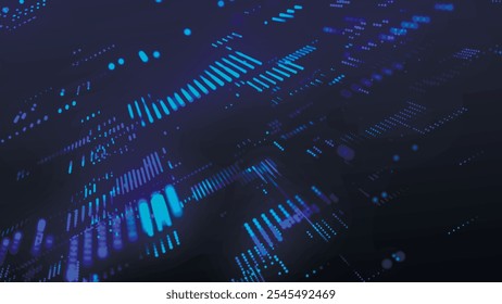 Información de flujo de datos. Concepto de comunicación digital. Abstractas fondo futurista de ciencia ficción con partículas y malla de línea. Código digital de Big Data. Concepto de conexión y conectividad. Vector