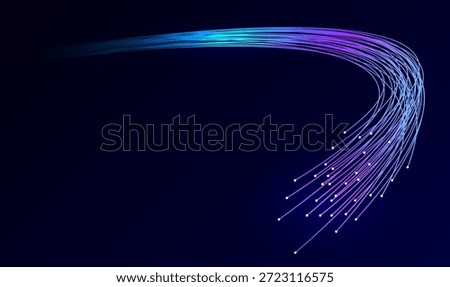Data flow in optical fiber. Vector illustration of an abstract digital background. Optical fiber poster on a dark background.
