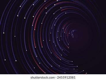 Data flow technology connection. Abstract radial vortex circular trail background. Vector background