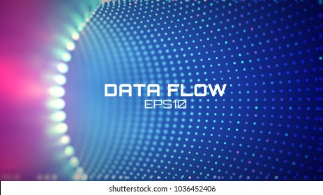 Data flow tunnel. Geometric round background