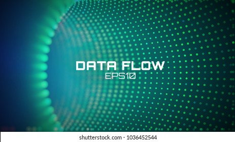 Data flow tunnel. Geometric round background. Coding development abstact