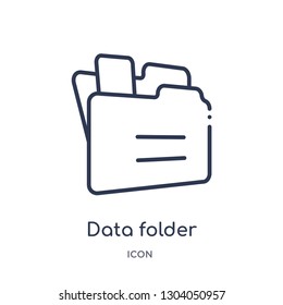 data folder icon from user interface outline collection. Thin line data folder icon isolated on white background.