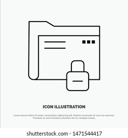 Data, Folder, Password, Protection, Secure Line Icon Vector