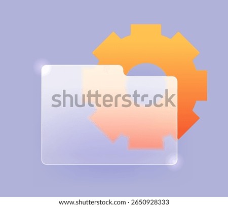 Data folder setting glass morphism icon. Web element vector sign