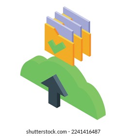 Data folder vpn icon isometric vector. Secure network. Virtual system