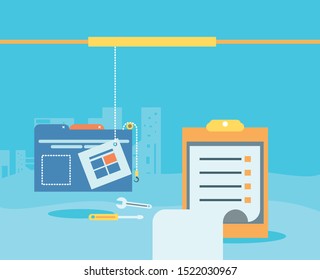 data folder with webpage under cosntruction vector illustration design