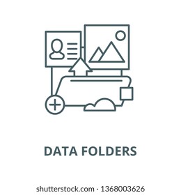 Data folders line icon, vector. Data folders outline sign, concept symbol, flat illustration