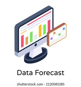 Data forecast in isometric trendy icon 

