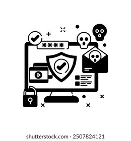 Data Fortress Glyph Icon, Vector illustration