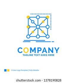 Data, framework, App, cluster, complex Blue Yellow Business Logo template. Creative Design Template Place for Tagline.
