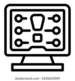 vector de contorno de icono de red de fraude de datos. Virus de amenaza. Estafa de datos de fallos
