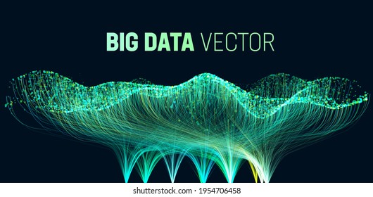 Data funnel abstract technology background. Big data technology stream filter analytic sort. AI network filter