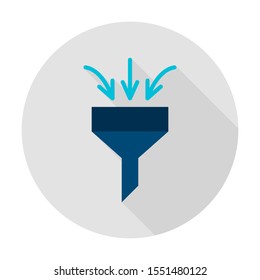 Data Funnel Circle Icon. Vector Illustration with Long Shadow. Business Item.