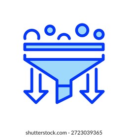 Data Funnel Line Icon, Outline Symbol for Lead Filtering, Conversion Optimization, Marketing Analysis, Sales Processing, and Data Sorting. Vector Sign Icon.