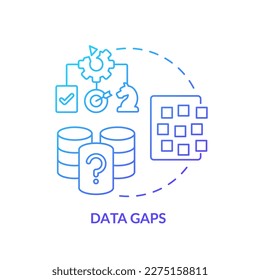 Data gaps blue gradient concept icon. Missing information. Database governance problems. Storage issue abstract idea thin line illustration. Isolated outline drawing. Myriad Pro-Bold font used