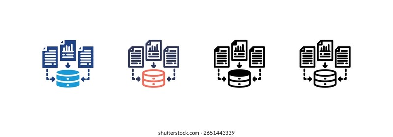 Data Gathering icon set multiple style collection