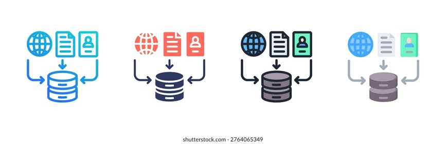 Data Gathering icon set multiple style collection