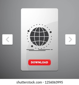 Data, global, internet, network, web Glyph Icon in Carousal Pagination Slider Design & Red Download Button