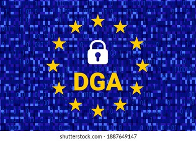 Data Governance Act - DGA. Vector Illustrarion. Europe Union Sign