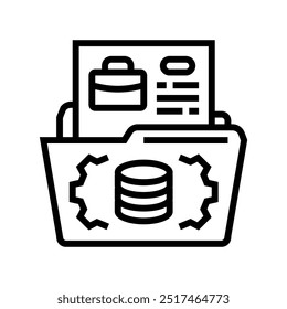 Vector de icono de línea de proceso de negocio de gobernanza de datos. Signo de proceso de negocio de gobernanza de datos. Ilustración negra de símbolo de contorno aislado