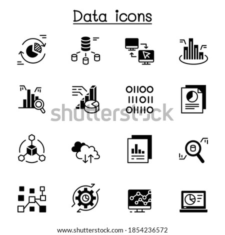 Data, graph, diagram, chart icon set vector illustration graphic design
