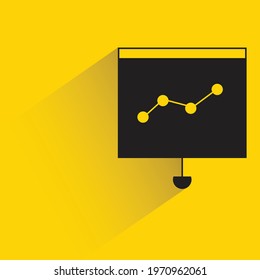 data graph on presentation screen with shadow yellow background