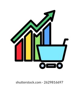 Data Graph outline color, mini illustration icon. use for modern concept, print, UI, UX kit, web and app development. Vector related to sales, logistic and ecommerce

