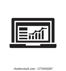 icono de informe de gráfico de datos - portátil 
