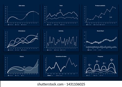 Data graphic charts. Maths coordinates graph, growth chart graphics and business infographic graphs. Data research chart, statistics graphics or diagram visualization bar vector illustration set