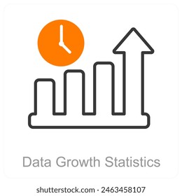 Data Growth Statistics and bar graph icon concept