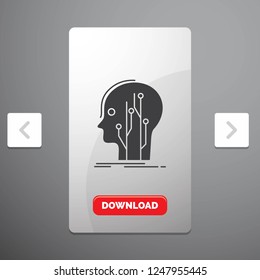 Data, head, human, knowledge, network Glyph Icon in Carousal Pagination Slider Design & Red Download Button