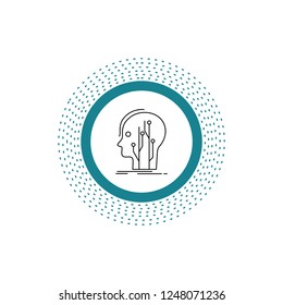 Data, head, human, knowledge, network Line Icon. Vector isolated illustration