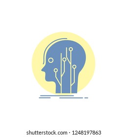 Data, head, human, knowledge, network Glyph Icon.