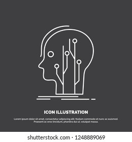 Data, head, human, knowledge, network Icon. Line vector symbol for UI and UX, website or mobile application