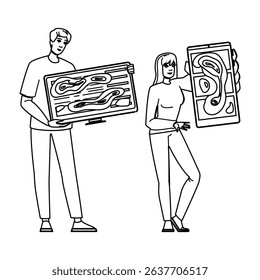 data heatmap website vector. analysis visualization, user interface, behavior trends data heatmap website character. people black line pencil drawing illustration