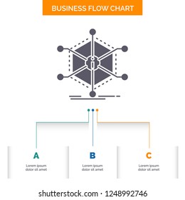 Data, help, info, information, resources Business Flow Chart Design with 3 Steps. Glyph Icon For Presentation Background Template Place for text.